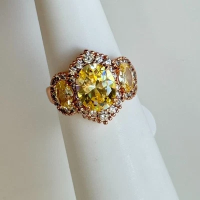 Bomb Party Ring Sz 7- RG33275 Dancing In Daydreams - Lemon on Rose Gold - Image 1 of 4