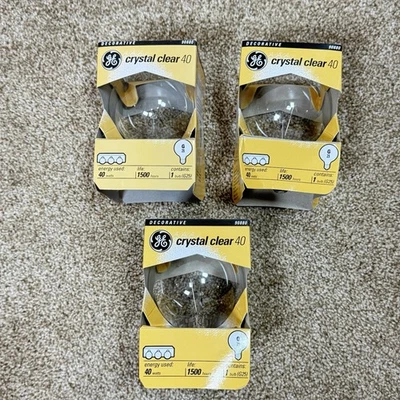 3 Count GE 40 WATT Round Decorative Crystal Clear Light - Image 1 of 4
