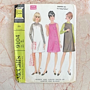 McCalls 9104, 60s Dress/Jumper/Blouse Sz 10/32.5 COMPLETE Vintage Sewing Pattern - Picture 1 of 2