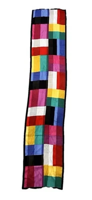 VTG Oscar DeLaRenta Silk Scarf Color Block Geometric Print 11X52” - Image 1 of 3