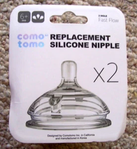 Como Tomo Silicone Replacement Nipple Fast Flow 6+ Months 2 Pack - Picture 1 of 3
