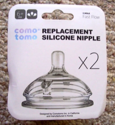 Pezón de repuesto de silicona Como Tomo flujo rápido paquete de 6+ meses 2 Foto 1 de 3