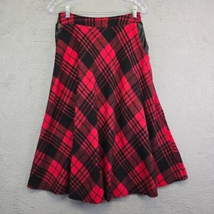 Falda De Colección Tartán A Cuadros Para Mujer S Roja Midi Lana Academia Cabaña Festivo Otoño - Imagen 1 de 15