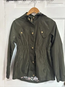 Limited Too Girls Windbreaker Olive Green Jacket With Hoodie Size L- 14/16 - Picture 1 of 7