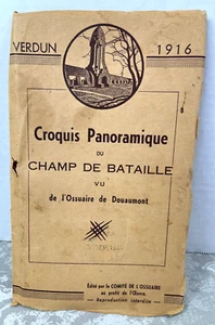 1916 WWI MAP VERDUN Croquis Panoramique Panoramic Sketch Battlefield 1944 stamp - Picture 1 of 15