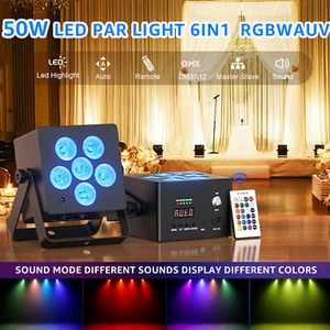 Luz PAR recargable 50W 6 LED 6 en 1 RGBW luz de escenario DMX512 fiesta club espectáculo - Imagen 1 de 11