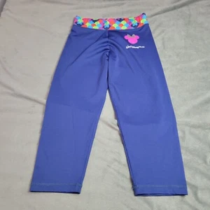 Disney Parks Girls Leggings Large Colorful Waistband Minnie Mouse Logo Purple - Picture 1 of 8