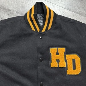 VNTG 90’s Holloway Black Hills Dales Bar Icehouse Varsity Letterman Jacket Small - Picture 1 of 13