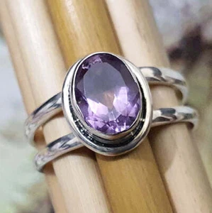 Amethyst Ring 925 Sterling Silver Handmade Thumb Jewelry Gift For Women KA-308 - Picture 1 of 6