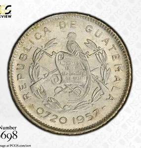 PCGS MS66 Guatemala 5 Centavos 1957 *Top Pop* - Picture 1 of 3