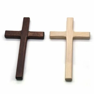 Christian Wooden Cross 12cm/4.7in Hanging Wall Large Long Crucifix Two Color - Picture 1 of 10