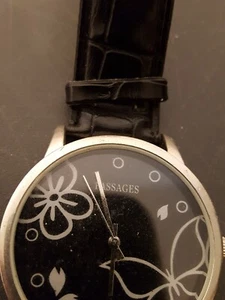 Passages Quarz Schmetterling Damenuhr schwarz und silber Zifferblatt braucht Batterie Vintage - Bild 1 von 5