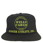 Vintage Wells Cargo Anhänger Kappe Logo hergestellt in den USA Druckknopflasche Trucker Papa Mütze