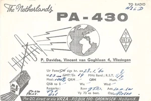 QSL Card Ham Radio PostCard 1960 Netherlands Groningen Holland PA-430 Globe - Picture 1 of 2