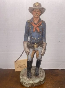 Vintage Michael Garman Cowboy Skulptur signiert mit Authentizität 1986 Chip C Bilder - Bild 1 von 18