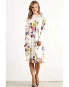 Keep Them Guessing Long Sleeve Floral Print Midi Dress - Picture 1 of 1