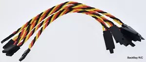(5) 15CM Twisted 20awg Servo Extension Leads JR / Hitec w/ Built In Safety Clips - Picture 1 of 3