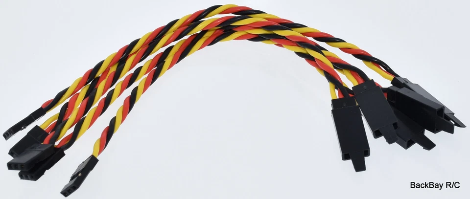 (5) 15CM Twisted 20awg Servo Extension Leads JR / Hitec w/ Built In Safety Clips - Image 1 of 3