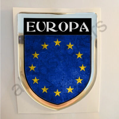 ALL3DSTICKERS Pegatina Europa 3D Bandera Grunge Escudo Adhesivo Resina Relieve Pegatinas