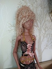 WIG for BJD 1/6 doll (lillycat chibilana, Popovy) peach/wavy/ponytail