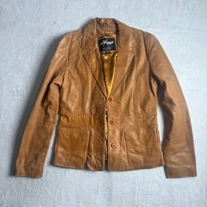 VTG Wilsons Leather Blazer Jacket Women's Medium Brown Maxima Single Breasted * - Picture 1 of 10
