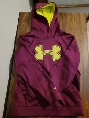 Under Armour Girl’s Hoodie Sweatshirt Pink Green Size Youth Medium A Few Holes - Image 1 of 4