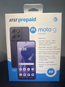 Motorola Moto G Power 5G 2025, 128GB, Slate Gray - At&t Prepaid Smartphone New - Picture 1 of 2