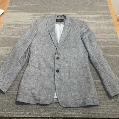 Blazer Banana Republic Para Hombres 38R Azul Lino Abrigo Deportivo Chaqueta A Medida Dos Botones Foto 1 de 4