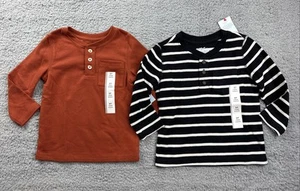 Cat & Jack Toddler Boy's Size 2T Long Sleeve Henley T-Shirt Lot - Picture 1 of 6