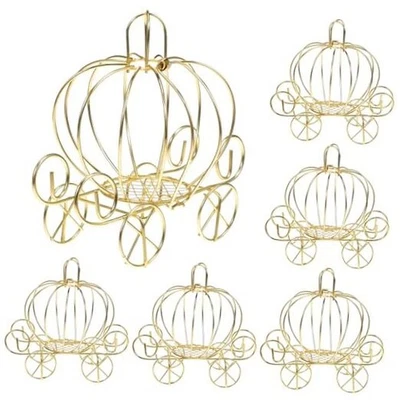  Cajas de caramelos para carro de calabaza de metal dorado de 6 piezas para boda, doradas 6 piezas Foto 1 de 4