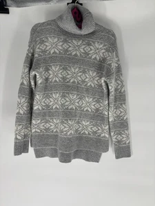 Suéter Cupcakes and Cashmere Fair Isle Copo de Nieve Cuello Alto Mujer S Gris Blanco - Imagen 1 de 9