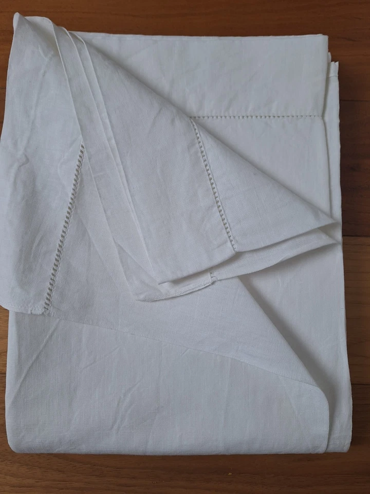 DRAP ANCIEN LIN BLANC, JOURS, 284 X 220 - Photo 1/3