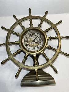 Schiffslenkrad Uhr Dekor. Uhr funktioniert nicht Messing gebraucht Wind Mech funktioniert - Bild 1 von 4