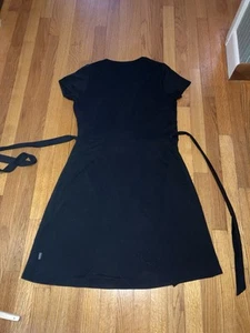 Eddie Bauer Short Sleeve Wrap Dress Black Medium - Picture 1 of 9