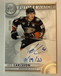 LEO CARLSSON 2023-24 SP Authentic INSCRIBED AUTO Future Watch Rookie #030/999 RC - Picture 1 of 3