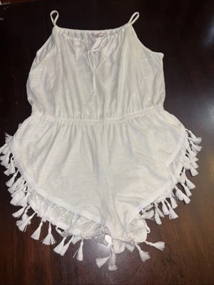 Mameluco Victorias Secret blanco borlas de una pieza cubierta de playa pequeño Foto 1 de 4