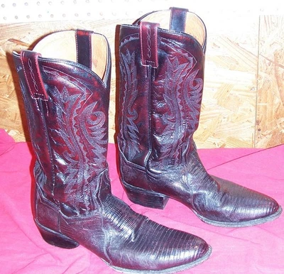 Botas de Vaquero Para Hombres Talla 10 D Dan Post Piel de Iguana Lagarto Occidental Rojo Sangre de Buey Oscuro Foto 1 de 4
