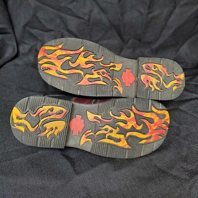 Botas de montar Harley-Davidson de cuero negras con logotipo de llamas calientes rojas motociclista para mujer talla 7 Foto 1 de 4