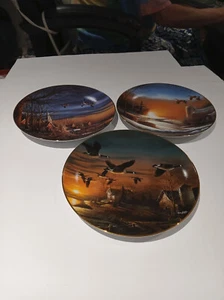Terry Redlin Plates - 3 canadian geese Plates,  sundown, harvest blessing, TSR - Picture 1 of 7
