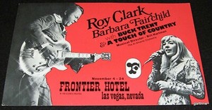 ROY CLARK & BARBARA FAIRCHILD ca 1976 LAS VEGAS PHOTO PROMO POST CARD @ FRONTIER