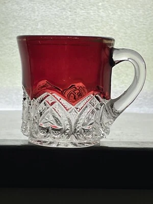 EAPG McKee & Brothers Ruby Stained Red Top Mug No. 139 AKA Heart Band - Image 1 of 4