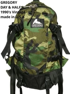 GREGORY 90s Old Logo Day & Half Backpack Camo 33L made in USA good condition - Picture 1 of 8
