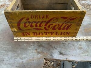 Vintage Coca Cola Hutchinson Bottle Wooden Crate Carrier Enyart (Logansport IN)