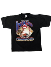 Vintage Cleveland Indians 1995 World Series T-Shirt Single Stitch Henry Aaron L