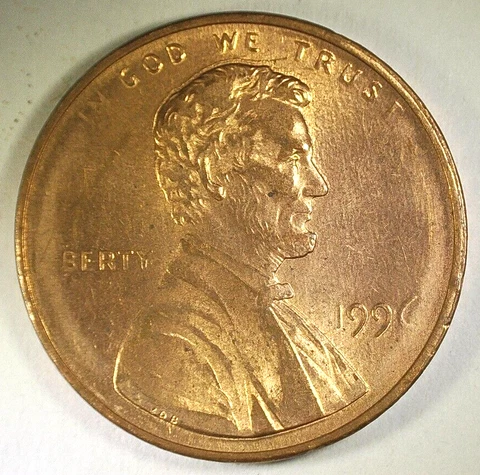 1996 P Lincoln Cent Strike Through Grease Missing letters and date Free Shipping Cover