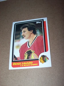 Tarjeta 1986-87 Topps NHL Hockey Salón de la fama Denis Savard #7 alta calidad - Imagen 1 de 2