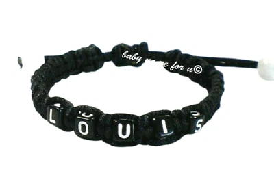 Armband mit Namen handgeknüpft Freundschaft Valentinstag schwarz  - Bild 1 von 2