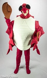 Crab Mascot Costume Quality 6 Pc Red & White Body Shirt Leggings Mitts Hood Lg - Picture 1 of 2