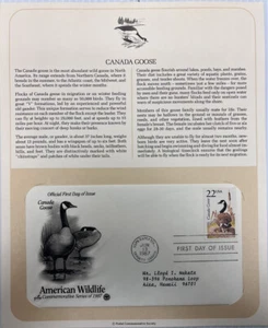 American Wildlife Mail Cover FDC & Info Sheet Canadian Goose 1987 - Picture 1 of 3