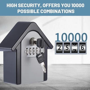 Key Lock Box Wall Mounted 4 Digit Combination Lockbox Key Safe Security Storage - Picture 1 of 11